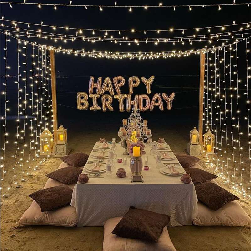 Night Birthday Decorations on Terrace